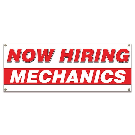 Signmission Now Hiring Mechanics Banner Apply Inside Accepting Application Single Sided B-30277